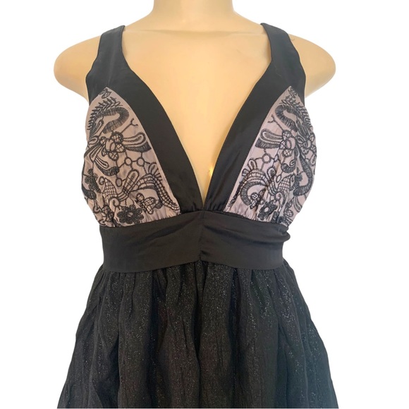 Lucca Couture Silk Blend Strappy Bra Style Deep-V Open-Back Empire Mini Dress - Picture 3 of 12